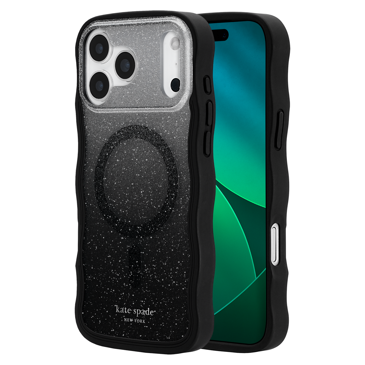 ケイトスペード iPhone17ProMaxケース ブラック MagSafe kate spade iPhone 17 Pro ケース Wavy - Nightfall w/ MagSafe