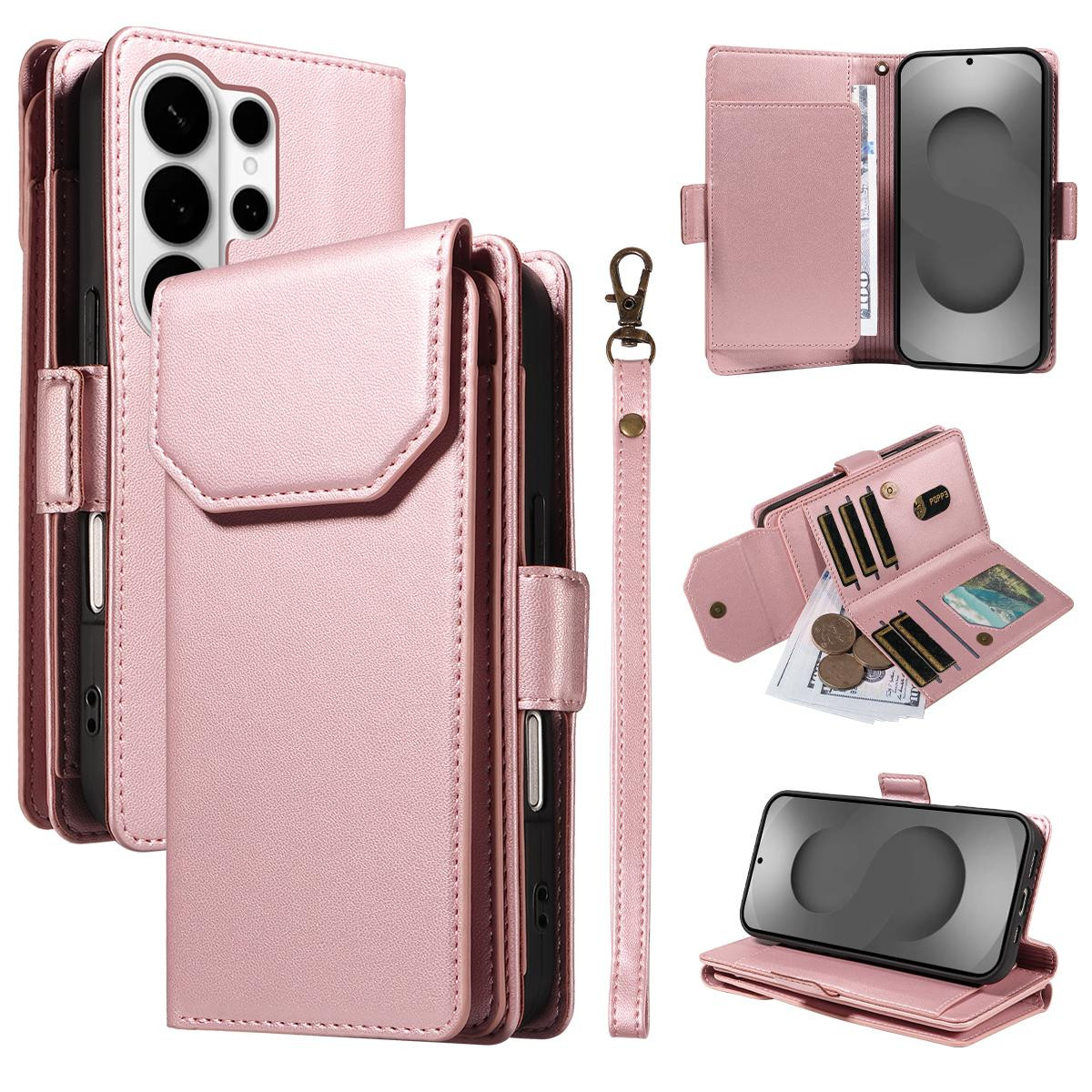 Samsung Galaxy S26 256GB pinkgold ケース付き Samsung Galaxy S26 Ultra 5G Multi Card Wallet Leather Phone Case