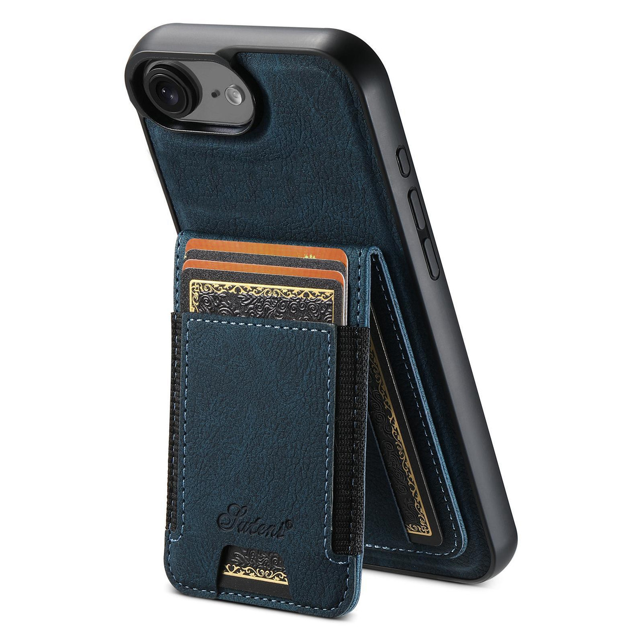 iPhone 17e / 16e Suteni H17 Litchi Texture Leather MagSafe Detachable Wallet Phone Case - Blue