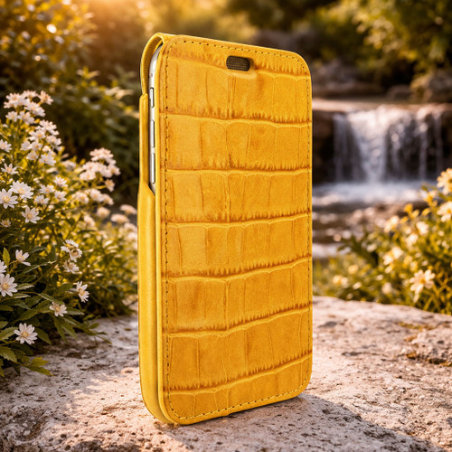 Piel Frama 765 Yellow Crocodile iMagnumCards Leather Case for Apple iPhone 7 Plus / 8 Plus