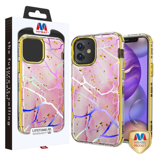 MyBat TUFF Kleer Hybrid Case for Apple iPhone 12 mini (5.4) - Pink Marbling / Electroplating Gold