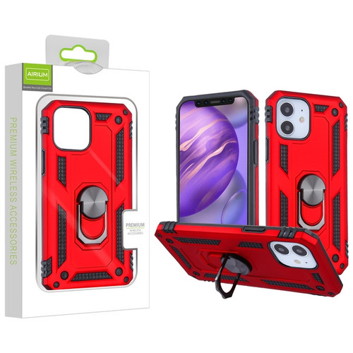 Airium Anti-Drop Hybrid Protector Case (with Ring Stand) for Apple iPhone 12 mini (5.4) - Red / Black