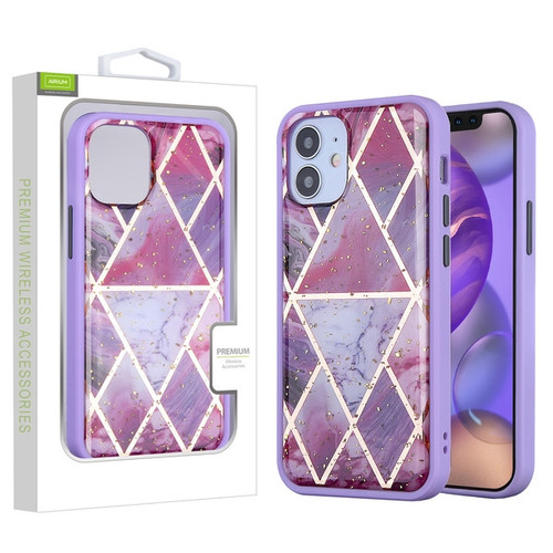 Airium Hybrid Case for Apple iPhone 12 mini (5.4) - Purple Marbling / Purple