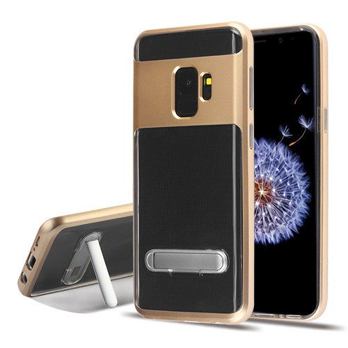Airium Hybrid Protector Cover (with Magnetic Metal Stand) for Samsung Galaxy S9 - Gold / Transparent Clear
