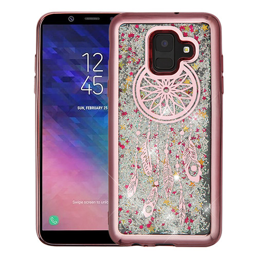 Airium Quicksand Glitter Hybrid Protector Cover for Samsung Galaxy A6 (2018) - Rose Gold Electroplating / Dreamcatcher / Silver Confetti