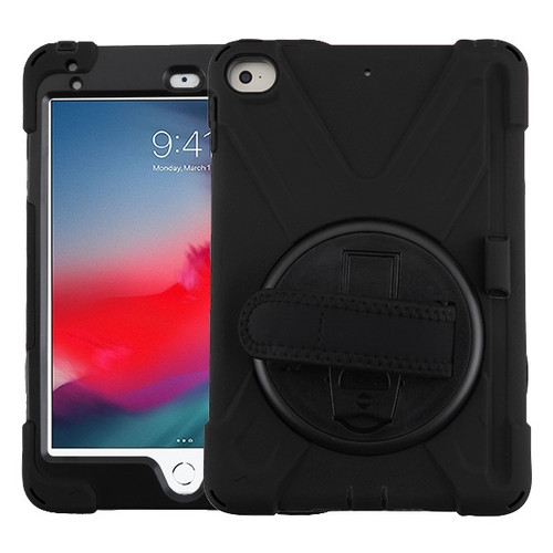 MyBat Rotatable Stand Protector Cover (with Wristband) for Apple iPad mini (2019) - Black / Black