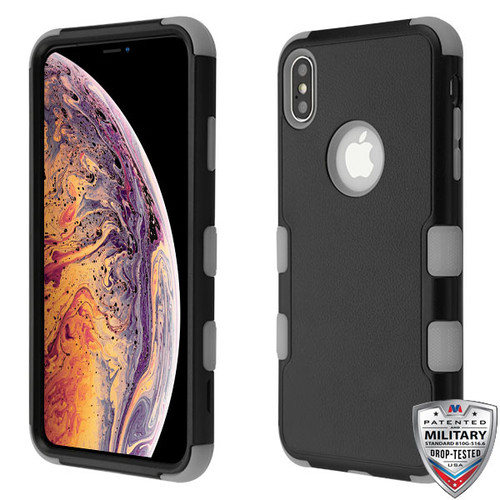 MyBat TUFF Hybrid Protector Cover [Military-Grade Certified] for Apple iPhone XS Max - Natural Black / Iron Gray