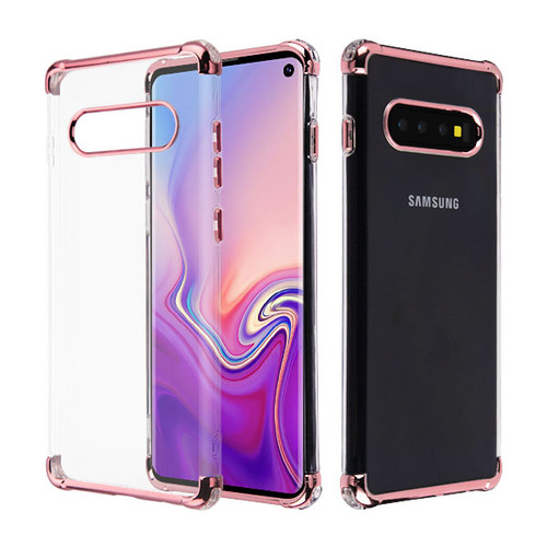 Asmyna Klarion Candy Skin Cover for Samsung Galaxy S10 - Electroplating Rose Gold / Transparent Clear