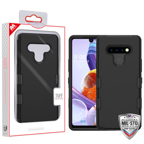 MyBat TUFF Hybrid Phone Protector Cover [Military-Grade Certified] for Lg Stylo 6 - Rubberized Black / Black