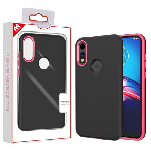 MyBat Fuse Hybrid Protector Cover for Motorola Moto E (2020) - Rubberized Black / Metallic Red
