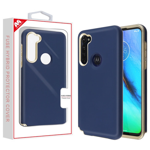 MyBat Fuse Hybrid Protector Cover for Motorola Moto G Stylus - Rubberized Ink Blue / Metallic Gold