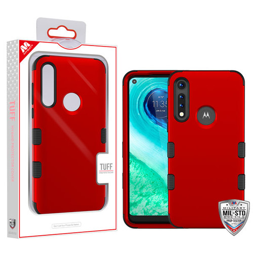 MyBat TUFF Hybrid Protector Cover [Military-Grade Certified] for Motorola Moto G Stylus - Titanium Red / Black