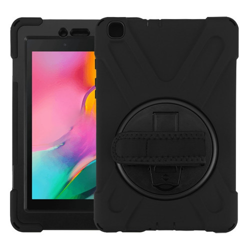 MyBat Rotatable Stand Protector Cover (with Wristband) for Samsung T290 (Galaxy Tab A 8.0 (2019)) - Black / Black