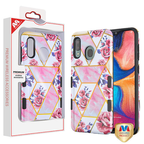 MyBat TUFF Subs Hybrid Case for Samsung Galaxy A20 - Roses Marble / Black