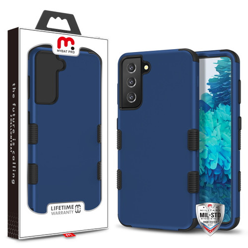 MyBat Pro TUFF Hybrid Protector Cover [Military-Grade Certified] for Samsung Galaxy S21 Plus - Rubberized Ink Blue / Black