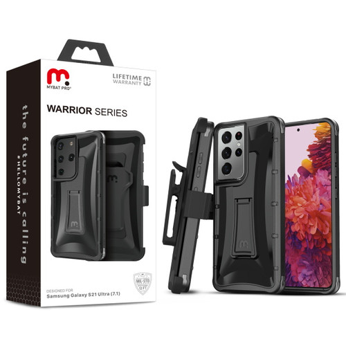 Galaxy S21 Ultra - MyBat Pro Warrior Series Case with Holster for Samsung Galaxy S21 Ultra - Black