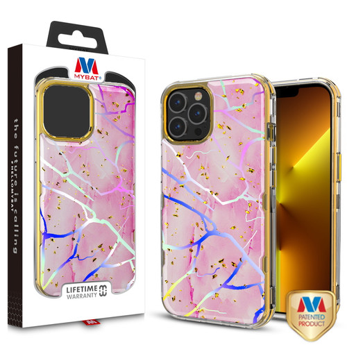 MyBat TUFF Kleer Hybrid Case for Apple iPhone 13 Pro (6.1) - Pink Marbling / Electroplating Gold