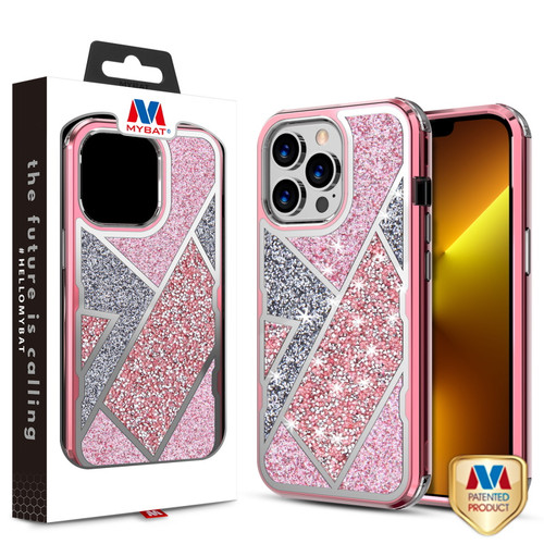 MyBat TUFF Kleer Hybrid Case for Apple iPhone 13 Pro (6.1) - Electroplated Rose Gold / Transparent Clear Mini Crystals & Glitter