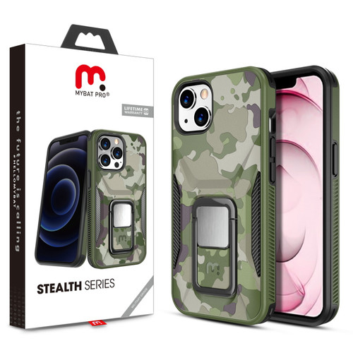 MyBat Pro Stealth Series (with Stand) for Apple iPhone 13 (6.1) - Army Green Camo / Black