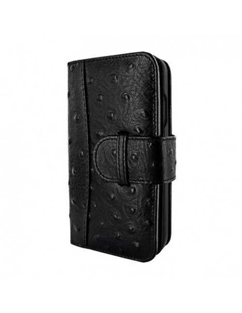 Piel Frama 890 Black Ostrich WalletMagnum Leather Case for Apple iPhone 13 Pro Max