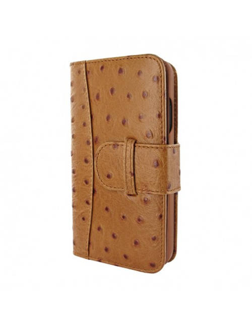 Piel Frama 904 Tan Ostrich WalletMagnum Leather Case for Apple iPhone 13