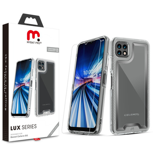 MyBat Pro Lux Series Case with Tempered Glass for Boost Celero 5G - Clear