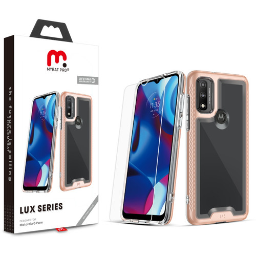 MyBat Pro Lux Series Case with Tempered Glass for Motorola Moto G Pure - Rose Gold