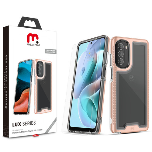 MyBat Pro Lux Series Case with Tempered Glass for Motorola Moto G Stylus 5G (2022) - Rose Gold