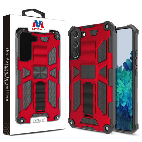 MyBat Sturdy Hybrid Protector Cover (with Stand) for Samsung Galaxy S22 Plus - Red / Black