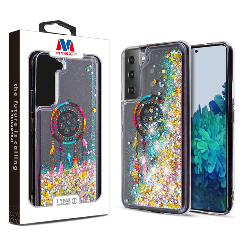 MyBat Quicksand Glitter Hybrid Protector Cover for Samsung Galaxy S22 Plus - Dreamcatcher & Gold Stars
