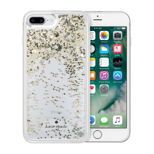 Kate Spade New York Liquid Glitter Spades Gold with Silver for iPhone 6 Plus / 6s Plus / 7 Plus / 8 Plus