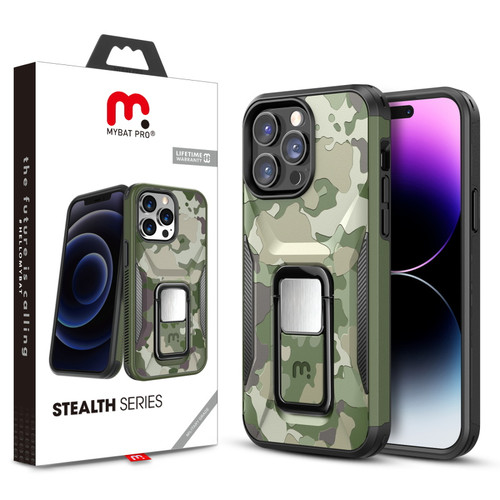 MyBat Pro Stealth Series (with Stand) for Apple iPhone 14 Pro (6.1) - Army Green Camo / Black
