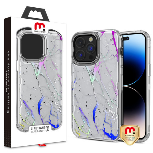 MyBat Pro TUFF Kleer Hybrid Case for Apple iPhone 14 Pro Max (6.7) - White Marbling / Electroplating Silver MyBat Pro TUFF Kleer Hybrid Case for Apple iPhone 14 Pro Max (6.7) - White Marbling / Electroplating Silver
