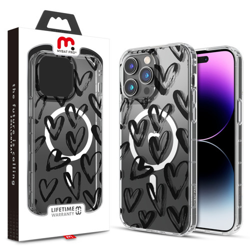 MyBat Pro Mood Series MagSafe Case for Apple iPhone 14 Pro Max (6.7) - Black Hearts