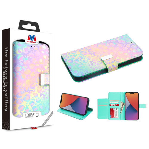 MyBat MyJacket Wallet Xtra Series with RFID Blocking for Apple iPhone 14 (6.1) - Holographic Leopard