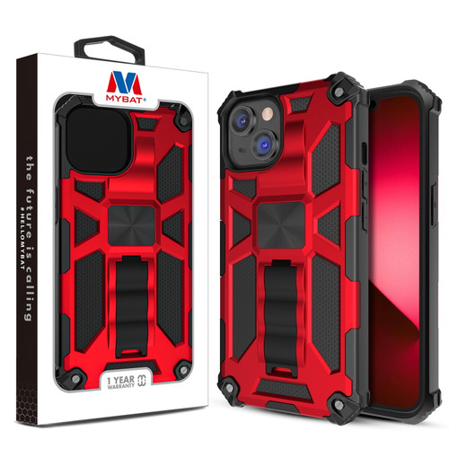 MyBat Sturdy Hybrid Protector Cover (with Stand) for Apple iPhone 14 Plus - Red / Black