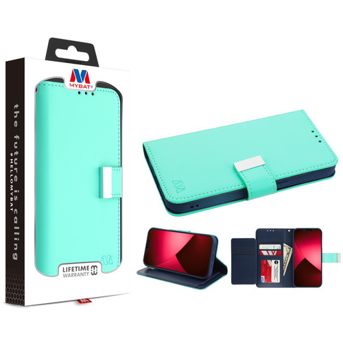 MyBat MyJacket Wallet Xtra Series for Apple iPhone 14 Plus - Teal Green / Dark Blue