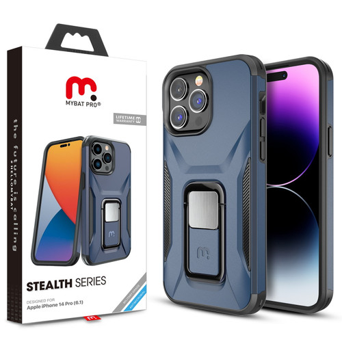 MyBat Pro Antimicrobial Stealth Series (with Stand) for Apple iPhone 14 Pro (6.1) - Blue / Black