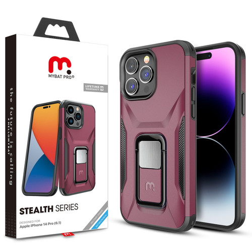 MyBat Pro Antimicrobial Stealth Series (with Stand) for Apple iPhone 14 Pro (6.1) - Plum / Black