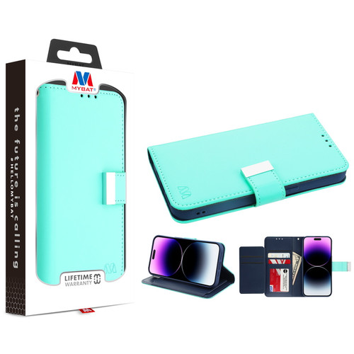 MyBat MyJacket Wallet Xtra Series for Apple iPhone 14 Pro (6.1) - Teal Green / Dark Blue