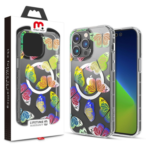 MyBat Pro Mood Series MagSafe Case for Apple iPhone 14 Pro Max (6.7) - Neon Butterflies