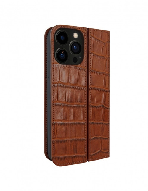 iPhone 14 Pro Genuine Leather Case Crocodile Texture