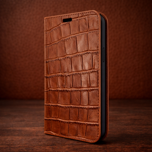 Piel Frama 930 Brown Crocodile FramaSlimCards Leather Case for Apple iPhone 14 Pro
