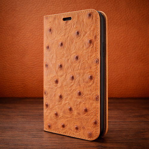 Piel Frama 931 Tan Ostrich FramaSlimCards Leather Case for Apple iPhone 14 Plus