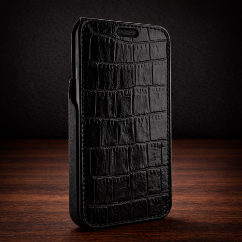 Piel Frama 937 Black Crocodile iMagnum Leather Case for iPhone 15 / iPhone 14 Pro / iPhone 14