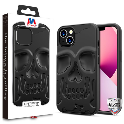 MyBat Skullcap Hybrid Protector Cover for Apple iPhone 13 (6.1) - Jet Black / Black