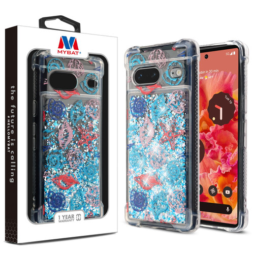 MyBat Quicksand Glitter Hybrid Protector Cover for Google Pixel 7 - Seashells
