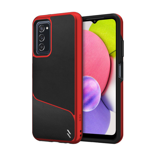 ZIZO DIVISION Series for Galaxy A03s Case - Sleek Modern Protection - Black & Red