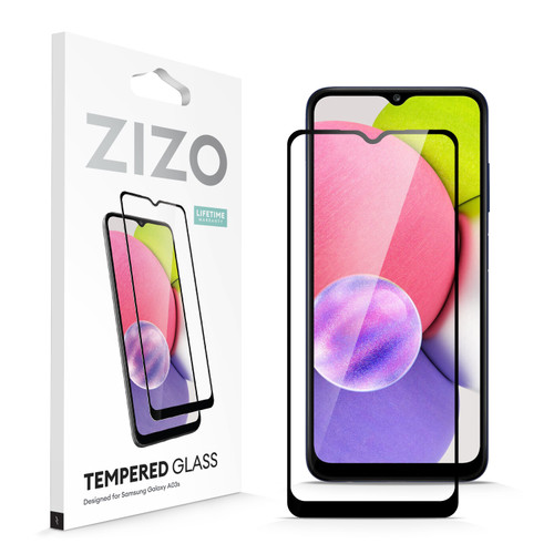 ZIZO TEMPERED GLASS Screen Protector for Galaxy A03s Full Glue Clear Screen Protector with Anti Scratch and 9H Hardness - Black