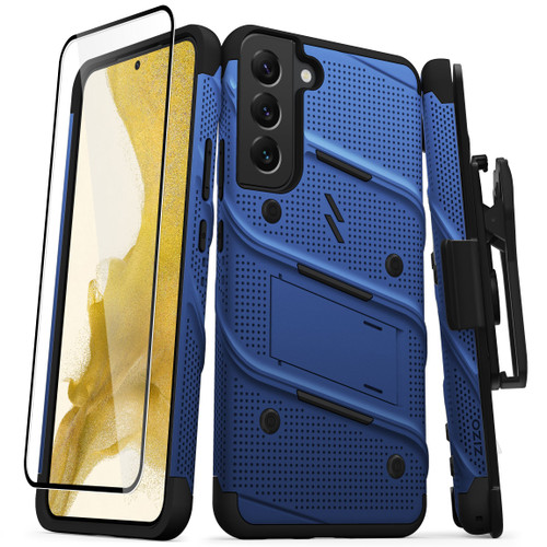 ZIZO BOLT Bundle for Galaxy S22 Plus Case with Screen Protector Kickstand Holster Lanyard - Blue